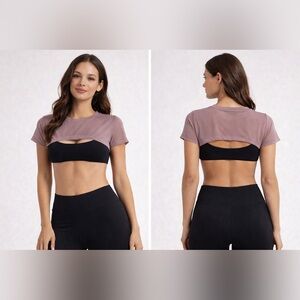 Halara Mauve Mesh Cropped Shrug Top - XL